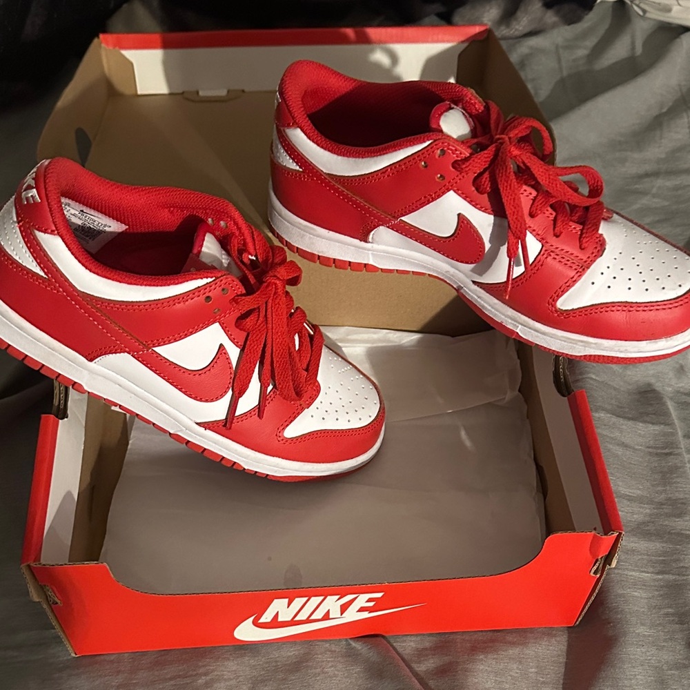 Nike Kids 4.5 Sneakers in Red and White worn 1 time
